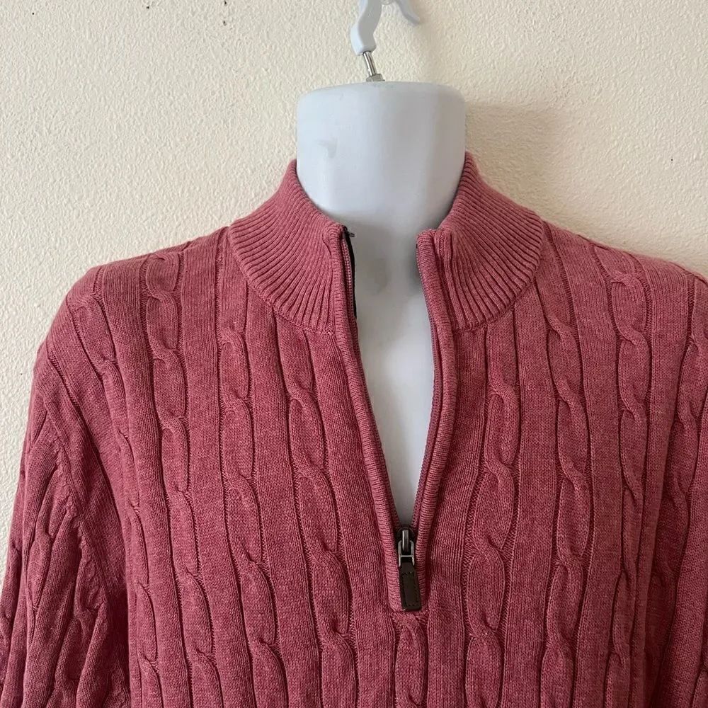 Club Room Men's Pima Cable Quarter-Zip Red Size Extra Large — image 5 of 8